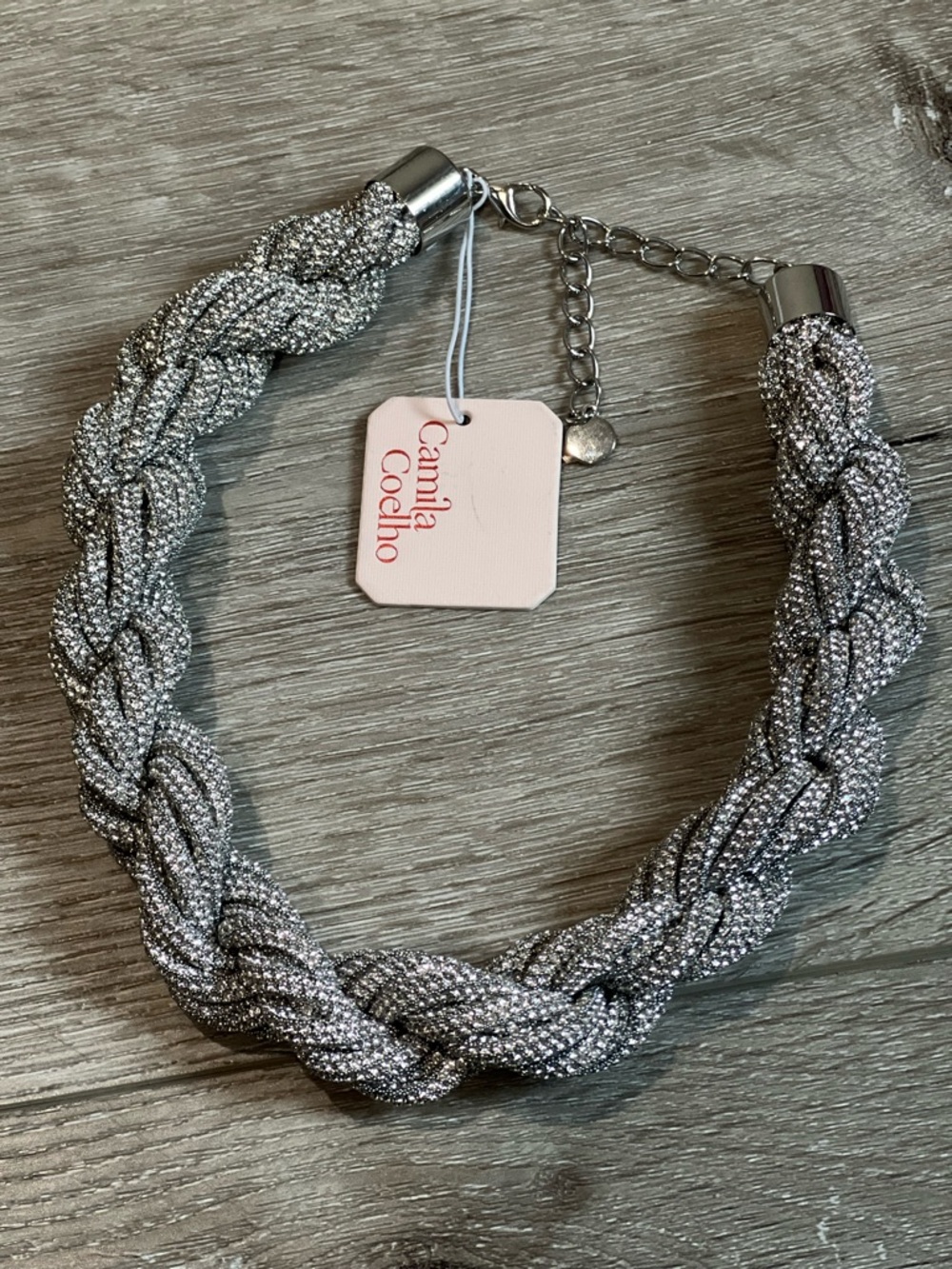 Camila Coelho Silver Braided Sparkle Necklace
